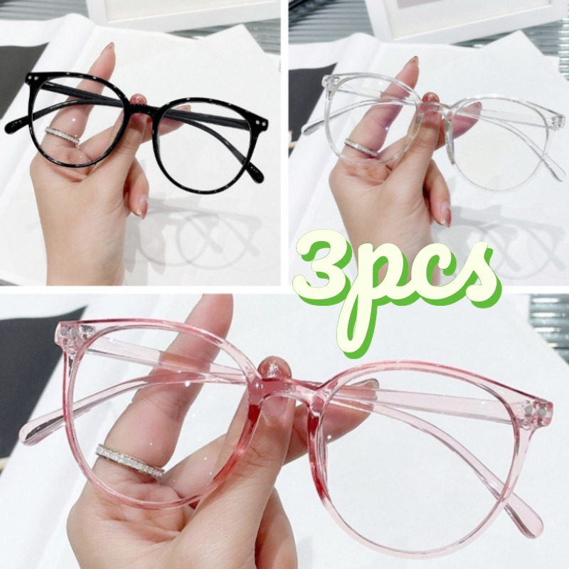 Street Fashion Shoot - 1/3Pcs Retro Literary Round Glasses for