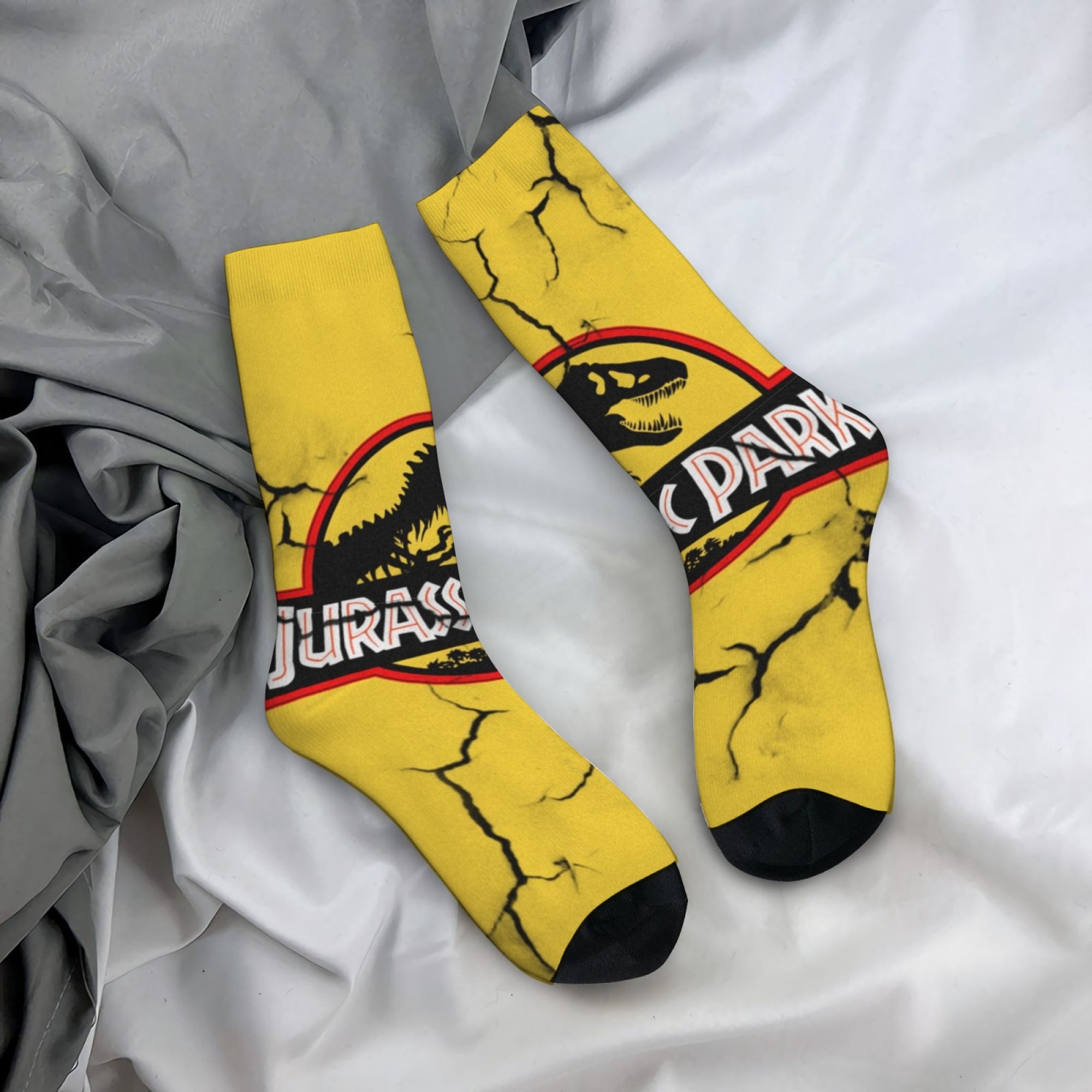 Street Fashion Style Youtube - Jurassic Park Dinosaur Socks Retro Style