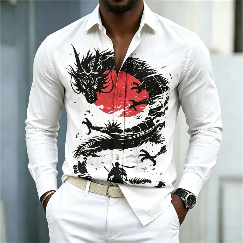 Street Fashion Us - 2026 New Men's Shirt White Black