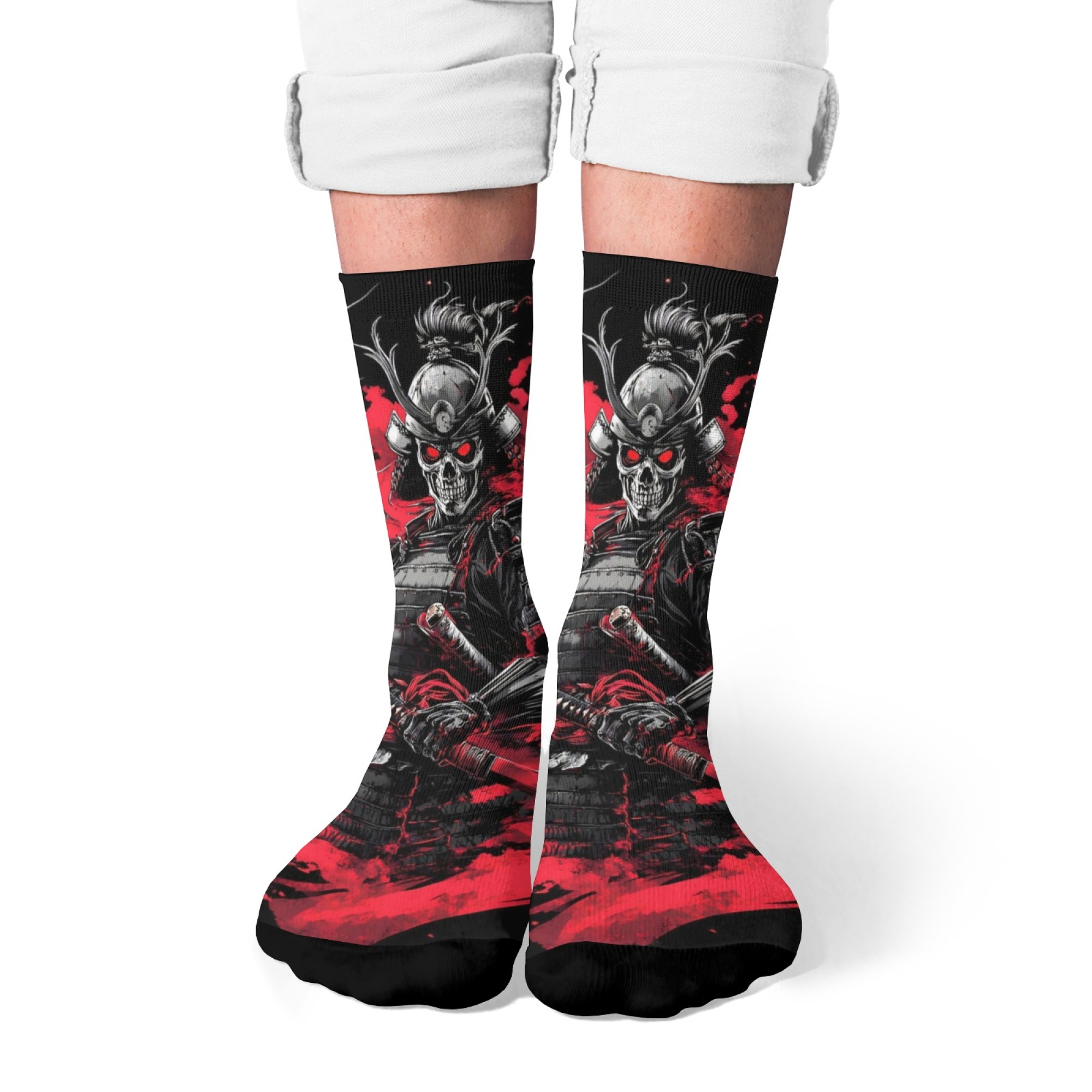 Street Fashion Style Youtube - Skull Devil Warrior Men's Socks Retro
