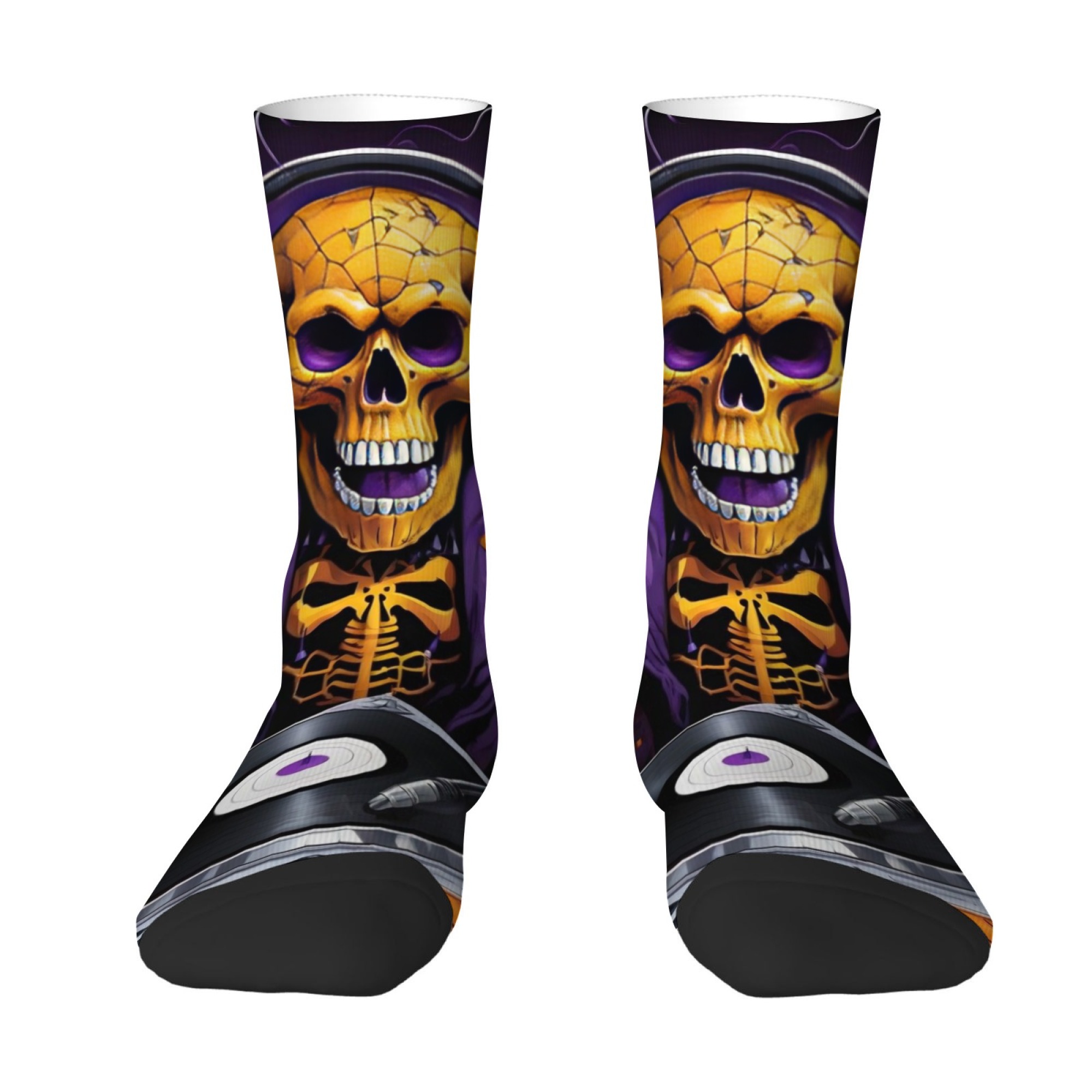 Street Fashion Style Youtube - Gothic Skull Print Men's Socks Soft