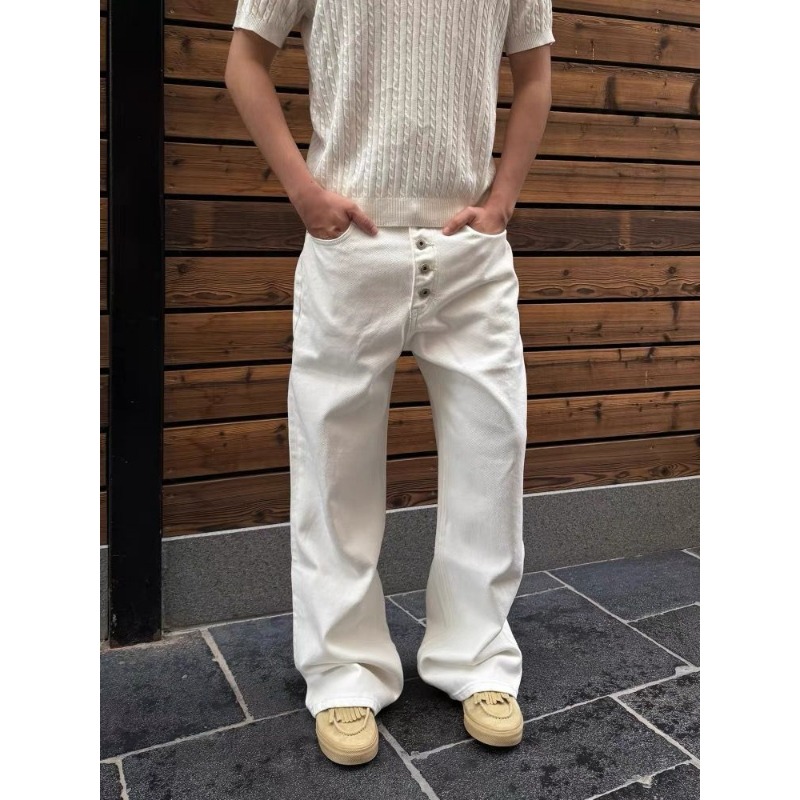Street Fashion Jeans Men - Men's White Wide Leg Jeans High-Rise