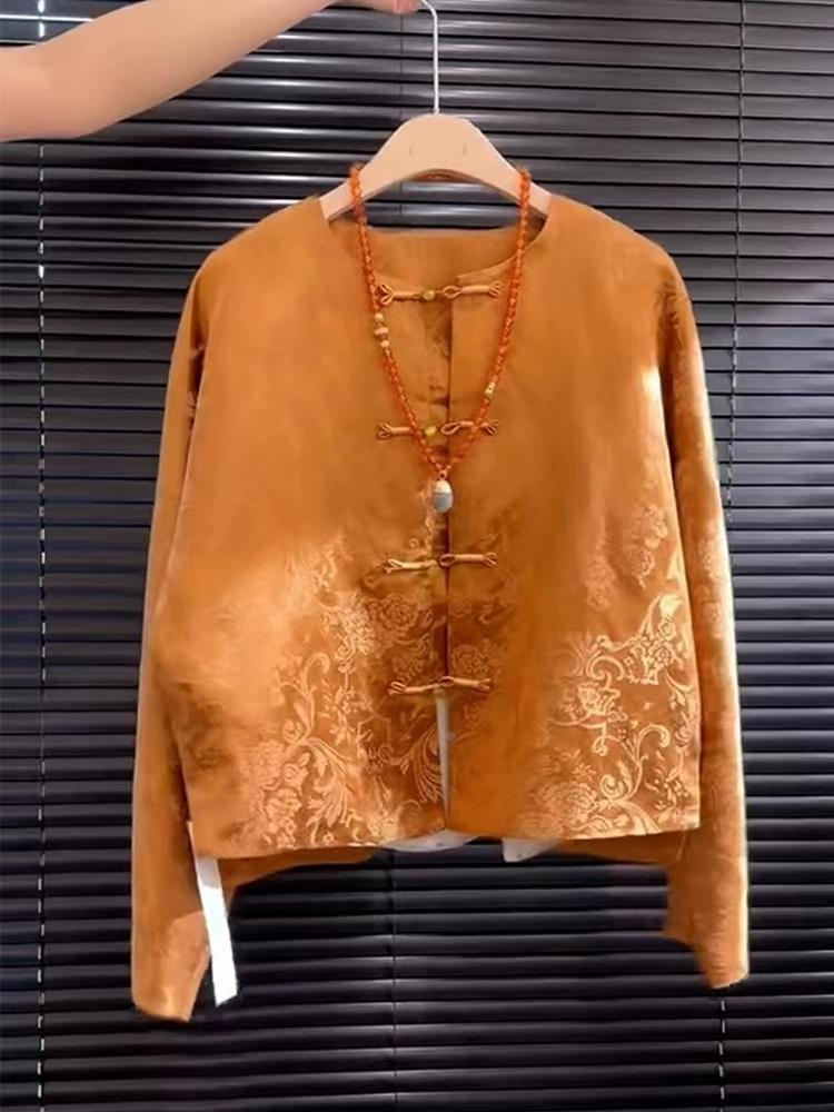 Street Fashion Style Youtube - New High-End Satin Orange Floral Embroidery