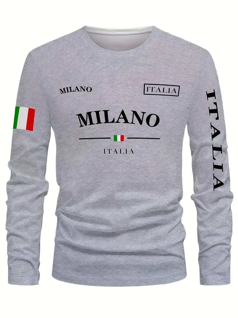 Street Fashion Of Milan - 2026 Spring/Summer Men's Long-Sleeved T-shirt Street