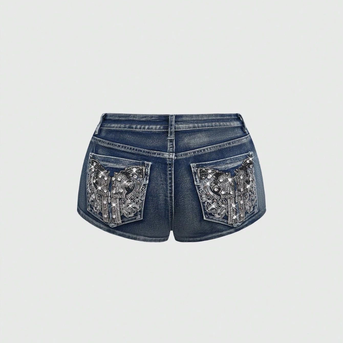 Summer Rhinestone Embroidered  - đánh giá và giá Street Fashion Denim