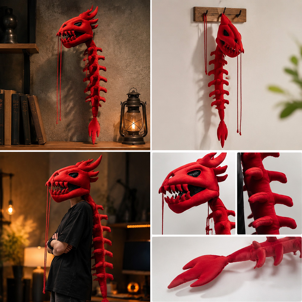 Dragon Skull Spine Plush Hood  - đánh giá và giá Street Fashion Shoot