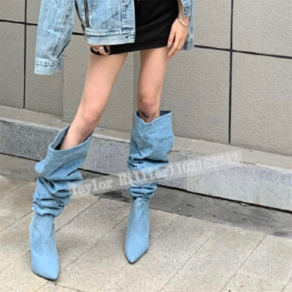Springtime Blue Denim Pleated  - đánh giá và giá Street Fashion Denim