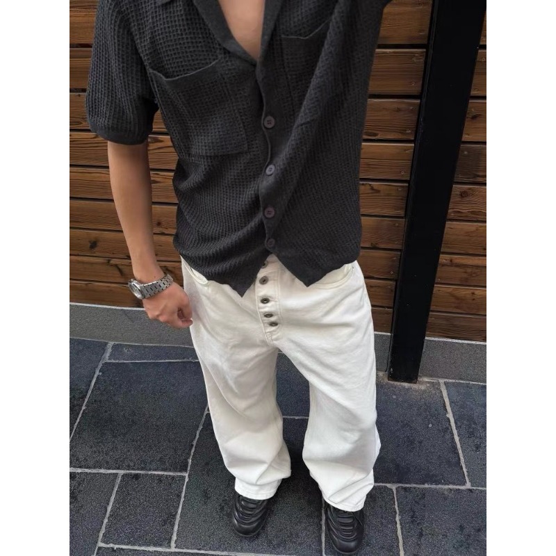 Men's White Wide Leg Jeans Hig - đánh giá và giá Street Fashion Jeans Men