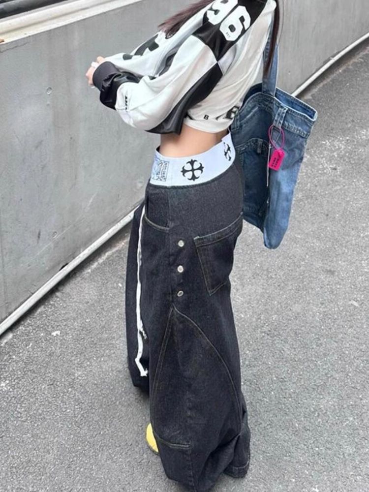 American retro spliced waist j - đánh giá và giá Street Fashion Jeans Men
