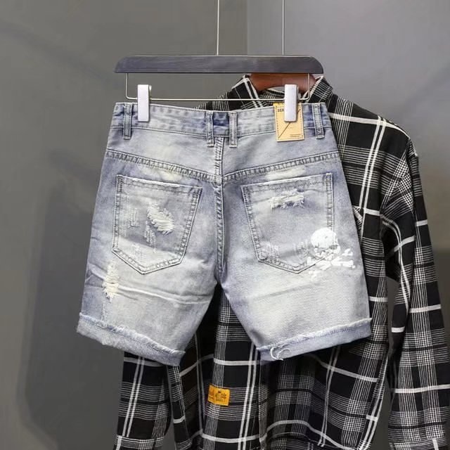 Summer Men's Worn Bead Hole Be - đánh giá và giá Street Fashion Jeans Men