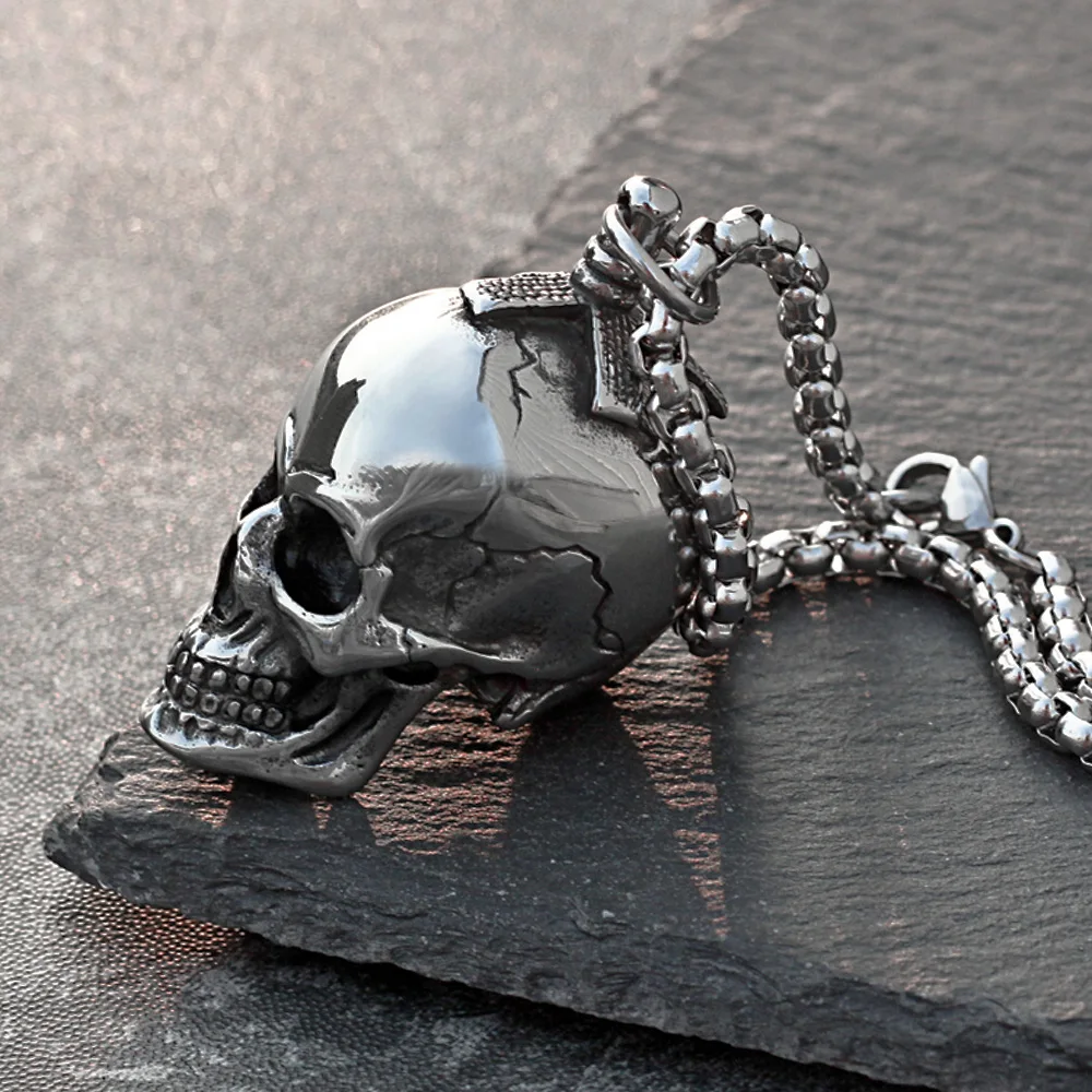 Gót Ba Chiều Hộp Sọ Mặt Dây Ch - đánh giá và giá Street Fashion Goth