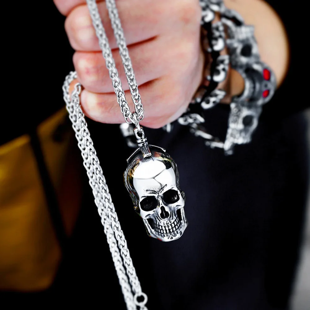 Gót Ba Chiều Hộp Sọ Mặt Dây Ch - đánh giá và giá Street Fashion Goth